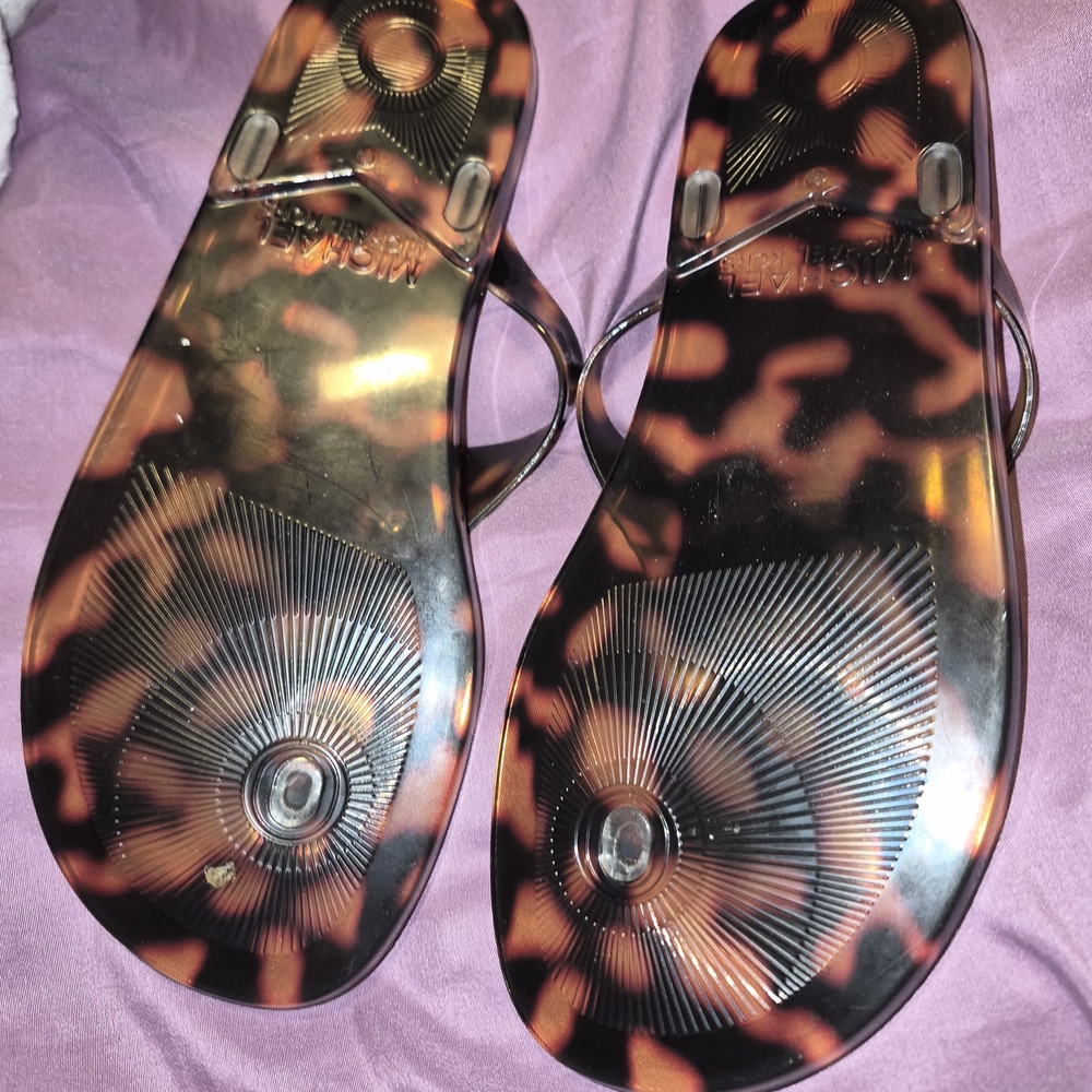 Michael Kors Tortoiseshell and Gold Sandals - Picture 2 of 2